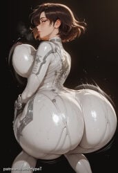 1girl ai_generated alternate_version_at_source asian asian_female ass_close-up ass_shake big_ass big_butt big_hips bodysuit brown_hair child_bearing_hips clothing evie_(stellar_blade) fat_ass handwear hips_wider_than_shoulders huge_ass hypet jump medium_breasts pale_skin plugsuit shift_up shiny shiny_skin short_hair simple_background skintight skintight_clothing steam steaming_body stellar_blade stellar_blade:_blood_rain tagme thick thick_ass thick_hips thick_legs thick_thighs thighs tight_clothing tomboy white_bodysuit wide_hips