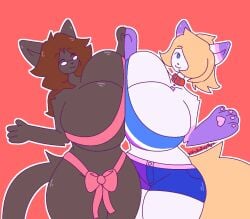 artist_request big_breasts breasts cleavage female furry huge_breasts ribbons_(bradythewwefan) tagme thick_thighs wide_hips