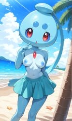 adorable ai ai_art ai_generated anime anthro anthropomorphic beach beautiful beautiful_girl belly belly_button blue_skirt breasts cute cute_kawaii digitalart fanart female furry furry_anthro furry_character furry_female furry_nsfw generation_4_pokemon gobabsnow legendary_pokemon looking_at_viewer medium_breasts mythical_pokemon naked naked_female nipples nude nude_female phione pokegal pokegirl pokegirl_as_pokemon pokemon pokemon_(species) pokemorph sexy sexy_beautiful skirt smile smiling_at_viewer topless topless_female