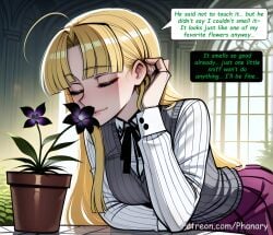 1female 1girl 1girls 2026 absurdres adjusting_hair aesthetic ahoge ai_generated anime anime_style artist_name asia_argento beautiful beautiful_female beautiful_girl bent_over big_ass big_breasts bitch black_flower black_hairband black_ribbon blonde_hair blunt_bangs blurred_background blush blush_lines blushing blushing_female breasts bubble_ass bubble_butt closed_eyes closed_mouth collared_shirt comic comic_page comic_panel comic_strip cover_page curvy curvy_body curvy_female curvy_figure curvy_hips curvy_thighs cute cute_face dialogue digital_art digital_painting english english_dialogue english_text flower flower_pot grey_vest hair_tucking hairband hand_up high_quality high_school_dxd highres highschool_dxd huge_breasts indoors large_ass large_breasts leaning_forward line_art long_comic long_hair long_sleeves manga_style multiple_panels neck_ribbon parted_bangs patreon patreon_link patreon_username phanary plant pleated_skirt potted_plant purple_flower purple_skirt ribbon school_uniform sexy sexy_body sexy_female sexy_pose shirt skirt slut smile soft_shading solo solo_focus speech_bubble sweater_vest text text_box text_bubble text_focus thick vest watermark web_address white_shirt window