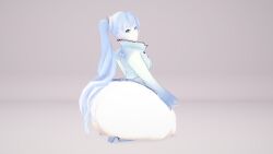 3d_(artwork) big_ass big_butt blue_eyes hyper_ass koikatsu pale-skinned_female pale_skin panties ponytail rwby side_ponytail sitting_on_floor sitting_on_leg skirt weiss_schnee white_hair