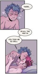 anal_penetration anal_sex armpit armpit_hair black_nails blue_hair blush blushing blushing_male covering_eyes covering_own_eyes face_in_chest face_in_pecs first_time first_time_(anal_sex) first_time_anal first_time_sex forehead_kiss gay gay_couple gay_sex gripping gripping_arm gripping_sheets hand_on_abs hand_on_waist hand_over_eyes head_in_chest head_in_pecs holding_arm holding_head kiss kissing_forehead kissing_pec laughing laying_on_another laying_on_partner laying_on_person love_hearts lying_on_another lying_on_partner lying_on_person m/m male/male male_only male_penetrating male_penetrating_male mint_(spicy_mints) mlm mullet mullet_(hairstyle) muscular muscular_male peeking peeking_through_fingers pushing_head red_hair shoving slow_penetration slow_sex spicy_mints steaming steaming_body steamy_body tsurai_(spicy_mints) webcomic webcomic_character webtoon wholesome wholesome_couple wholesome_sex