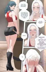 ass big_ass blush byleth_(fire_emblem) byleth_(fire_emblem)_(female) comic edelgard_von_hresvelg embarrassed english_text female female_only female_pervert fire_emblem fire_emblem:_three_houses humiliation nintendo pervert pomelomelon text yuri