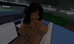 1boy 1girls 3d breasts condom cowgirl_position dark-skinned_female dark-skinned_male nude penis pussy roblox roblox_game robloxian self_upload tagme vaginal