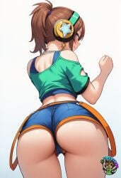ai ai_art ai_assisted ai_generated ass ass_focus big_breasts cameltoe fortnite fortnite:_battle_royale headphones mixxiru pj_(fortnite) ponytail shorts
