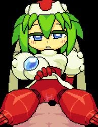 1boy 1girl akai_(ugokashitari) animated animated_gif blank_censor blue_eyes blush breasts censored clothes_lift colored_skin commentary cowgirl_position girl_on_top green_hair grinding hetero lifting_own_clothes looking_at_viewer marina_liteyears medium_breasts open_mouth penis pixel_art pov robot_girl short_hair simple_background skirt skirt_lift solo_focus straddling teeth transparent_background upper_teeth_only yellow_skin yuke_yuke!!_trouble_makers