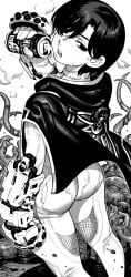 2d ass bubble_butt cape drinking evie_(stellar_blade) freckles gauntlets ireading62 looking_back naytiba_(stellar_blade) shift_up short_hair soda_can stellar_blade sweatdrop tagme thick_thighs tomboy white_latex