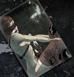 1boy 1girls 2017 blindfold breasts deadpool female kikmyhiney male marvel mostly_nude red_hair typhoid_mary