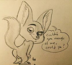 1boy anus backsack balls canine disney english_text fennec finnick fox line_art male male_only mammal mica_xiii nude seductive solo text zootopia