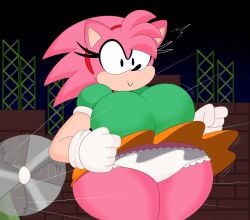 3barts amy_rose big_breasts fan panties sonic_the_hedgehog_(series) wide_hips wind