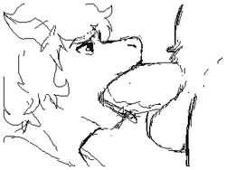 animated anthro balls blowjob deepthroat diamobster dragon fellatio flipnote_studio genitals hair horn humanoid_penis irrumatio koru_(diamobster) lizard male male_only neck_bulge open_mouth oral oral_penetration penetration penis penis_in_mouth reptile saliva scales scalie sex simple_background tongue tongue_out tongue_out_blowjob