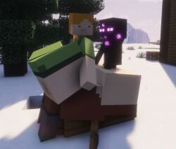 2026 alex_(cyanu) alex_(minecraft) bimbo blocky_anatomy blocky_body boat enderman huge_ass huge_breasts hyper_ass hyper_breasts indifferent minecraft mod screenshot slutty_female smothering tagme unimpressed whored_out