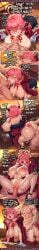 1boy 1girl ai_generated anal_penetration areola aru_(blue_archive) ass blue_archive bottomless comic cum cum_in_mouth cum_on_face deepthroat doggy_style drooling english_text explicit faceless_male fellatio halo horns huge_breasts multiple_panels muscular_male nipples on_all_fours partially_clothed penis_in_mouth pink_hair pussy rampa69 red_bow red_jacket saliva sensei_(blue_archive) sweat vaginal_penetration white_gloves yellow_eyes