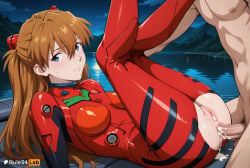 1boy 1boy1girl 1girls ai_generated anal anal_penetration anal_sex artist_name ass asuka_langley_sohryu blue_eyes blush bodysuit breasts brown_hair closed_mouth clothed_female_nude_male clothed_sex cum cum_in_ass cum_overflow female hair_between_eyes hetero hi_res interface_headset legs_up long_hair looking_at_viewer lying male_pubic_hair medium_breasts neon_genesis_evangelion night nude on_back outdoors penis plugsuit pubic_hair pussy red_bodysuit rule34lab sex sky solo_focus souryuu_asuka_langley torn_bodysuit torn_clothes uncensored water