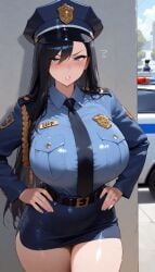 ai_generated animated balls big_ass big_breasts big_butt breasts cop cum female_cop gif provocative sex sucking_penis vaginal_penetration