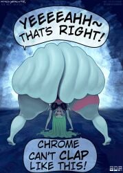 1girls ass_clapping bottom_heavy clapping_cheeks cyberpunk:_edgerunners cyberpunk_2077 dialogue female female_only gluteal_fold ignantastro looking_at_viewer rebecca_(edgerunners) solo talking_to_viewer text thick_thighs thunder_thighs twerking wide_hips