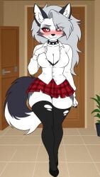 ai_generated anthro big_breasts helluva_boss loona_(helluva_boss) school_uniform