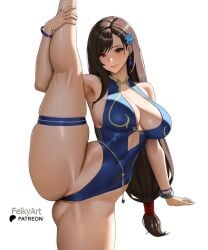 chun-li_(cosplay) feikyart legs_held_open leotard swimsuit tifa_lockhart voluptuous_female
