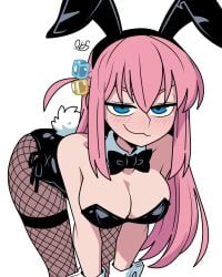 1girls bending_over big_breasts blue_eyes bocchi_the_rock! bunny_ears bunny_girl bunny_tail bunnysuit fishnet_thighhighs gotou_hitori large_breasts long_hair looking_at_viewer pink_hair playboy_bunny smile smile_at_viewer