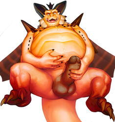 anthro balls belly big_belly dragon humanoid_penis magnus_(spyro) male male_only masturbation moobs overweight overweight_male penile_masturbation penis seyrmo solo