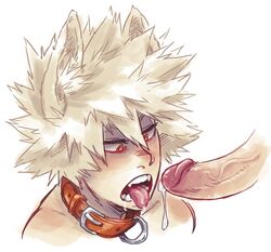 2boys cum cum_in_mouth fellatio gay katsuki_bakugou male_only my_hero_academia open_mouth oral penis penis_lick red_eyes syblatortue white_hair yaoi