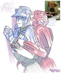 1boy blush boyfriend-girlfriend breathing elita_one female holding kissing making_love making_out male on_back optimus_prime orion_pax straight touching_penis transformers transformers_one