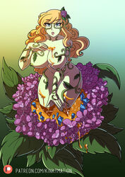 1girls alraune alura_une areolae big_breasts blonde_hair blue_eyes breasts cleavage curvy eyebrows_visible_through_hair female female_only flower glasses hair kinkymation large_breasts legs long_hair looking_at_viewer monster monster_girl nectar nipples plant plant_monster plant_sex plant_tentacle solo solo_female thick_thighs thighs venus_weed vines