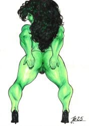 1girl 1girls 2025 anus ass big_hair black_hair color colored completely_nude completely_nude_female exposed_pussy female female_focus female_only fit fit_female green_body green_lips green_nails green_skin hairy_pussy heels hulk_(series) inviting inviting_viewer jennifer_walters joe_lima josileudo legs long_hair looking_at_viewer looking_back marvel marvel_comics nail_polish naked naked_female painted_nails presenting pubic_hair pussy she-hulk smiling smirking solo spread_legs spreading spreading_ass spreading_pussy superheroine vagina voluptuous voluptuous_female vulva wavy_hair