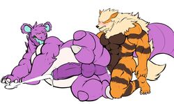 2018 abs ahe_gao anal anthro arcanine belly big_belly big_penis blue_tongue blush chisuun closed_eyes cum cum_in_ass cum_inside cumshot ejaculation fur humanoid_penis inflation looking_pleasured lying male male_only muscular muscular_male nidochi nidoking nintendo on_side open_mouth orange_fur orgasm partially_retracted_foreskin penis pokemon pokemon_(species) purple_skin raised_leg simple_background striped_fur stripes tongue tongue_out uncut vein veiny_penis video_games white_background yaoi