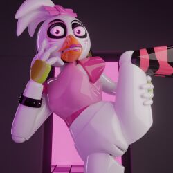 3d accurate_body_type blender female five_nights_at_freddy's fnaf glamrock_chica_(fnaf) looking_at_viewer nude nude_female pink_eyes redfish render robot robot_girl solo vlgrf