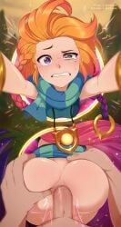 anal female heterochromia league_of_legends light-skinned_female merunyaa orange_hair portal pov tears zoe_(league_of_legends)