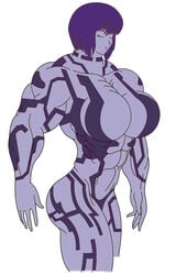 2d artificial_intelligence big_breasts cortana cortana_v1 cute female female_focus female_only halo_(series) muscular purple_body