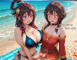 ai_assisted ai_generated beach futanari intersex kono_subarashii_sekai_ni_shukufuku_wo! megumin wlai yunyun_(konosuba)