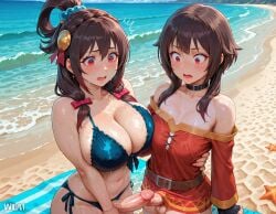 ai_assisted ai_generated beach futanari intersex kono_subarashii_sekai_ni_shukufuku_wo! megumin wlai yunyun_(konosuba)