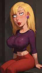 ai_generated animated connie_d'amico erect_nipples family_guy flashing_breasts huge_breasts leggings looking_at_viewer no_bra ready_to_fuck thighs