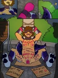 3:4 andromorph animal_ears animal_humanoid animal_tail applying_makeup armpit_hair arrow_pointing_to_crotch bench blindfold blush body_hair body_writing bondage bound brown_hair cardboard chained chains clitoris clothing collar comic countershading cuntboy detransition directional_arrow english_text feet_tied feminization free_use furry_arms furry_legs gender_play genitals grass hair hands_tied handwear heart_symbol hi_res humanoid impregnation_request intersex key laurie_(star-twinkle) lipstick lock makeup mammal mammal_humanoid markings mastectomy_scar mittens nipples offscreen_character open_mouth original_character pawpads personal_grooming plant pole public public_exposure public_nudity public_use pussy requesting rodent rodent_humanoid scar sciurid sciurid_humanoid self-bondage sex_request shrub sign smile solo spots spotted_markings spread_legs spread_pussy spreading star-twinkle teeth text tied_to_pole tongue tongue_out trans_(lore) trans_man_(lore) tree_squirrel_humanoid