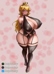 1girls alternate_version_available areolae batpornery big_breasts blonde_hair breasts curvy curvy_female female female_only full_body long_hair looking_at_viewer mario_(series) nipples princess_peach smile solo solo_female voluptuous