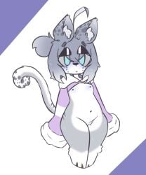 anthro big_ass cub eyelashes female furry furry_ears furry_female furry_tail grey_body grey_fur grey_hair hips kuki_lupkun nervous nipples panther pussy showing_off shy smaller_male sweating thick_thighs wide_hips young young_anthro younge_female
