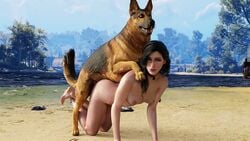 3d areolae beach black_hair breasts canine cd_projekt_red niodreth nipples the_witcher_(series) the_witcher_3:_wild_hunt yennefer zoophilia