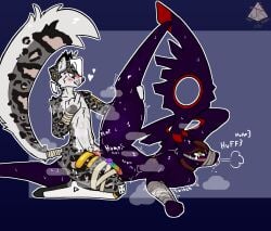 abdominal_bulge absurd_res animal_genitalia animal_penis anthro arms_tied bandage blep blush bodily_fluids bound dragon duo ear_piercing ear_ring felid feline_genitalia feline_penis gag genitals gesture gold_(metal) hand_gesture hi_res holding_leg hugo_(justasleepysnep) hybrid_genitalia hybrid_penis justasleepysnep knot knotted_feline_penis knotted_penis leg_glider_position male male/male mammal middle_finger motion_lines mythological_creature mythological_scalie mythology onomatopoeia pantherine penis piercing questionable_consent raised_leg ring_piercing scalie sex simple_background snow_leopard sound_effects sweat tape tape_gag tears tears_of_pleasure text tongue tongue_out