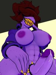 big_breasts cock_ring deltarune futanari muscular_female scalie sharp_teeth susie_(deltarune) venasreturn1