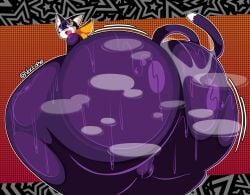 absurd_res anthro atlus balls big_butt black_body blue_eyes bodily_fluids butt dipstick_tail domestic_cat felid feline felis genitals hi_res huge_butt huge_hips huge_thighs hyper hyper_butt hyper_hips hyper_thighs kerchief male mammal markings megami_tensei morgana_(persona) neckerchief neckwear nude persona_(series) persona_5 sega solo sweat sweaty_butt tail tail_markings thick_thighs voctopie wide_hips