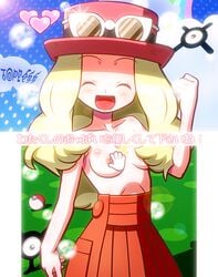 1girls ambiguous_gender blonde_hair blue_eyes breasts female human human_only nintendo nipples pokemon pokemon_gsc pokemon_xy rorretsim serena_(pokemon) serena_(pokemon_games) topless unown