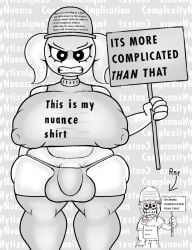 1futa 1girl 1girls 2d 2d_(artwork) angry angry_expression angry_face ass balls big_areola big_ass big_balls big_boobs big_breasts big_butt big_nipples big_penis big_thighs boobs boobs_bigger_than_head breasts breasts_bigger_than_head bulge bulge_through_clothing butt cap eyebrows eyelashes futa futa_focus futa_only futanari futanari_only grey_clothing half-dressed half_naked meme meme_reference monochrome nipple_bulge nipples_visible_through_clothing oc ocinico original original_character penis pigtails puffy_areola puffy_nipples reference_image self_upload sign simple_eyes simple_face solo solo_female solo_focus solo_futa standing text text_on_clothing thighhighs thighs thong topwear white_background white_body white_hair white_skin