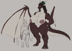 anthro areola asinus big_breasts breasts chuy_(jezzlen) donkey dragon duo equid equine feet female fur genitals hair hi_res hooves huge_breasts jezzlen larger_female male mammal membrane_(anatomy) membranous_wings mythological_creature mythological_scalie mythology navel nipples non-mammal_breasts non-mammal_hair non-mammal_navel non-mammal_nipples non-mammal_vulva nude nude_anthro nude_female nude_male scales scalie size_difference smaller_male standing vulva wings