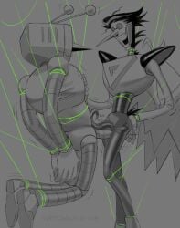 deltarune frottage gay spamton_g_spamton spamton_neo tenna_(deltarune) tentacle_penis tied_up undertale_(series) yaoi