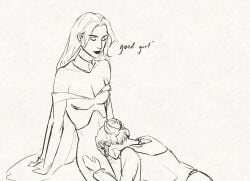 2girls coat cunnilingus emma_frost female jean_grey marvel mcu sitting x-men