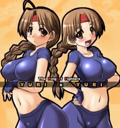 1girls big_breasts bodysuit braid braided_hair braided_ponytail brown_eyes brown_hair hairband huge_breasts king_of_fighters light-skinned_female light_skin long_hair pale-skinned_female pale_skin ponytail tongpoo tonpuu yuri_sakazaki