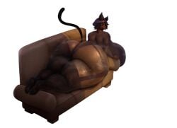 ass ass_bigger_than_head ass_focus cat_ears cat_tail catgirl drawncraft gigantic_ass gigantic_breasts laying_down laying_on_stomach looking_at_viewer looking_back looking_back_at_viewer