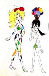 beret breasts eve_(limbros) female limbros nipples oc paint sketch tagme